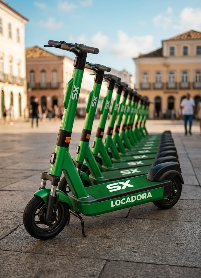 Frota de patinetes da sx em praça pública